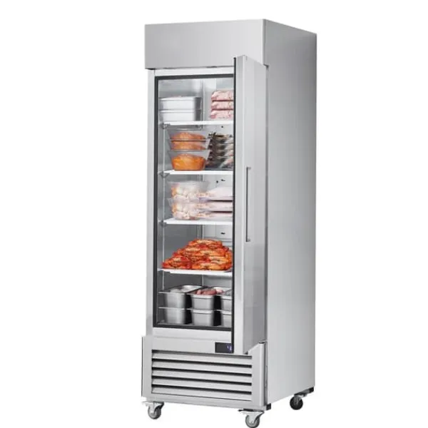 Kommerciel fryser 20,12 Cu.ft, opretstående enkeltdør, automatisk afrimning, rustfrit stål, Reach-in fryser med 3 hylder Outlet