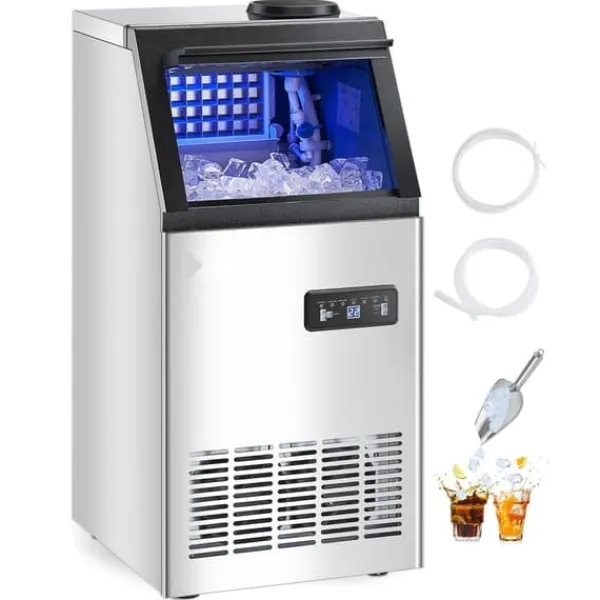 Isproducenter>Kommerciel Ismaskine, Fritstående Skabsmaskine, 110lbs/24H, 36 Isterninger Produktion