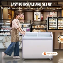 Kommerciel is-udstillingsskab 264 L, Gelato Dyppefryseskab, høj kapacitet, energieffektiv, robust konstruktion New