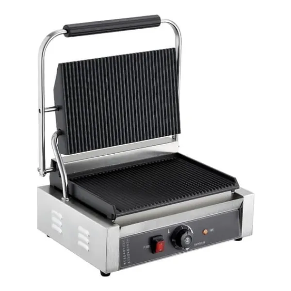 Kommerciel Panini Presse Grill, Sandwichmaker, 34x23 cm Stegeplade, Hurtig Opvarmning, Anti-Slip Fødder Discount