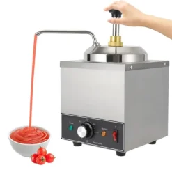 Kommerciel saucedispenser - Elektrisk enkelpumpe - Opvarmet - 2 L kapacitet - 650 W - 220 V/50 Hz - 201 rustfrit stål - Sølv Discount