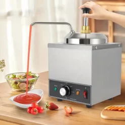 Kommerciel saucedispenser - Elektrisk enkelpumpe - Opvarmet - 2 L kapacitet - 650 W - 220 V/50 Hz - 201 rustfrit stål - Sølv Discount