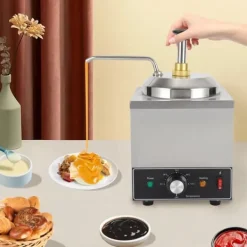 Kommerciel saucedispenser - Elektrisk enkelpumpe - Opvarmet - 2 L kapacitet - 650 W - 220 V/50 Hz - 201 rustfrit stål - Sølv Discount
