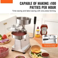 Pressere>Kommercielle burgerfrikadeller, 150 mm oksekødfrikadeller, Heavy Duty rustfrit stål burgerpressemaskine, 1000 stk køkkenredskaber.