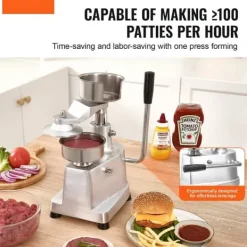 Pressere>Kommercielle burgerfrikadeller, 100 mm/4 tommer oksekød, robust rustfrit stål burgerpresser, køkkenformningsprocessor med 1000 stk.