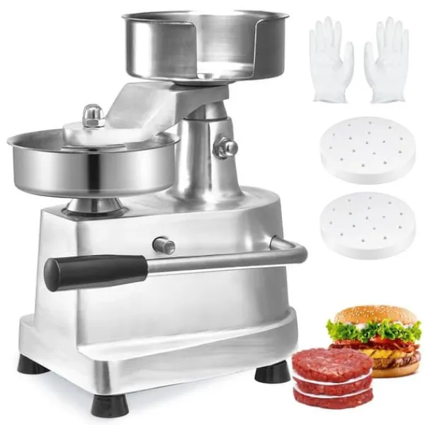 Pressere>Kommercielle burgerfrikadeller, 130 mm oksekød, rustfri stål burgerpresser, køkkenudstyr til 1000 stk. høj kvalitet.