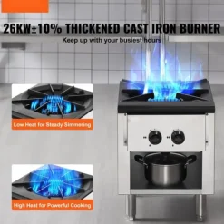 Komfurer>Kommercielt gaskomfur 1 brænder, bordplade, madlavning, varmeplade, energieffektiv, hurtig opvarmning, perfekt til køkken.