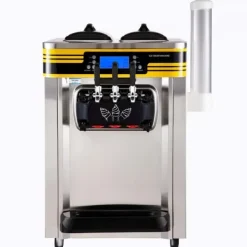 Kommersiel ismaskine, 22-30L/H, 2350W, 2x6L hopper, LCD-panel, fremragende til restaurant og snackbar, sølvfinish. Outlet