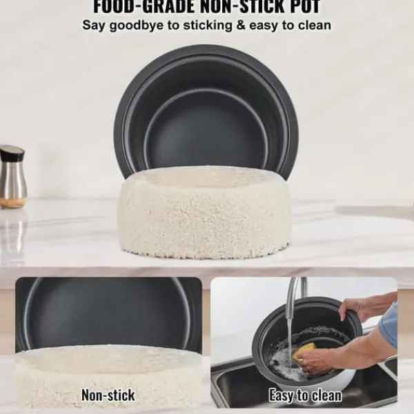 Madlavningsmaskiner>Kommersiel riskoger 60-kopper, non-stick gryde 13L, 24 timers hold varm, restaurant udstyr