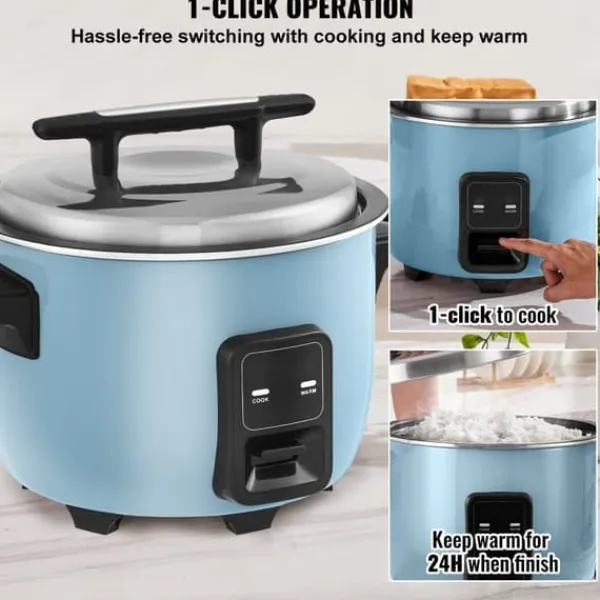 Madlavningsmaskiner>Kommersiel riskoger 60-kopper, non-stick gryde 13L, 24 timers hold varm, restaurant udstyr