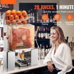 Kommersiell appelsinjuicepresser 120W - juiceudvinder med filterboks. Effektiv og praktisk til juiceproduktion. Sale