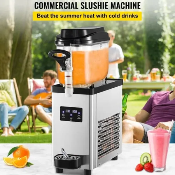 Kommersiell Slushy Maskine, 6L/1,6 Gallon, 25 kopper. Rustfrit stål Margarita Smoothie Maker til caféer, restauranter og hjemmebrug. Clearance