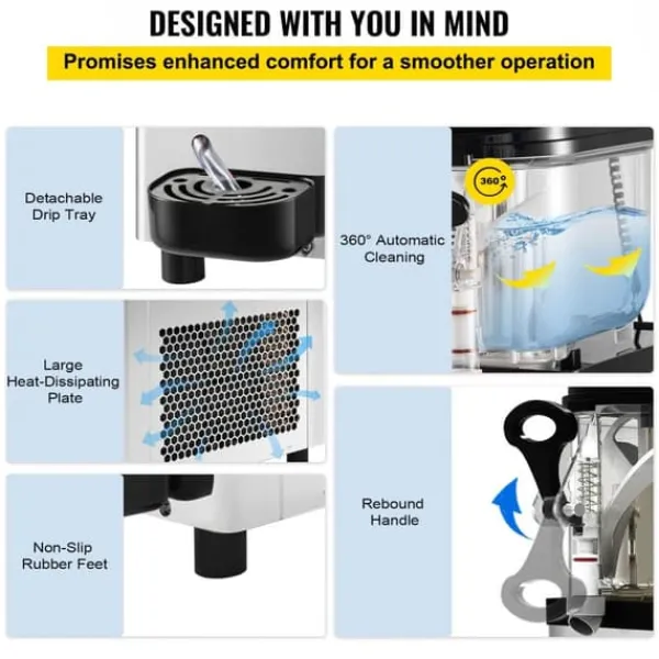 Kommersiell Slushy Maskine, 6L/1,6 Gallon, 25 kopper. Rustfrit stål Margarita Smoothie Maker til caféer, restauranter og hjemmebrug. Clearance