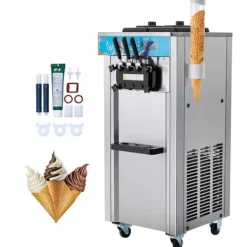 Ismaskine>Kommersiell Soft Serve Ismaskine 21-31 L/T, 3 smagsmuligheder, ideel til caféer og restauranter.