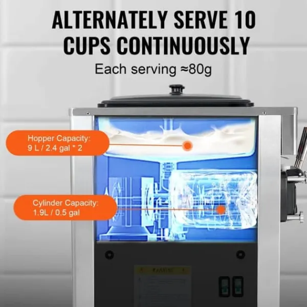 Kommersiell soft serve ismaskine 34-44 L/H kapacitet, 3 smagsvarianter, LED panel. Clearance