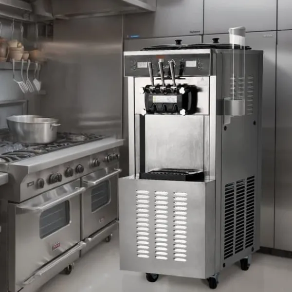 Kommersiell soft serve ismaskine 34-44 L/H kapacitet, 3 smagsvarianter, LED panel. Clearance