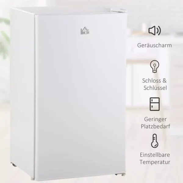 Kompakt Minikøleskab - 91L Kapacitet, Fryserum, Justerbare Hylder, Hvid, Stål/Plastik Clearance