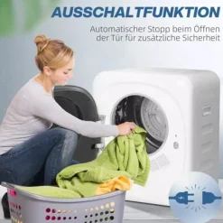 Kompakt tørretumbler 4 kg - 5 programmer, timer, touch-display - Hvid/Sort Clearance