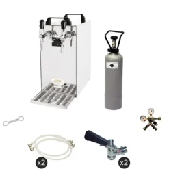 Komplet sæt - fadølsanlæg - kontakt 40 2 linjer tør køler, spil køler 50 liter/h, KEG:Typ G, KEG 2:Type D Online