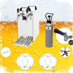 Komplet sæt - fadølsanlæg - kontakt 40 2 linjer tør køler, spil køler 50 liter/h, KEG:Typ G, KEG 2:5 liters adapter Clearance