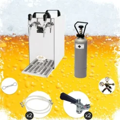Ølhaner>Komplet sæt - fadølsanlæg - kontakt 40 2 linjer tør køler, spil køler 50 liter/h, KEG:uden, KEG 2:Type M