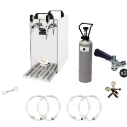 Komplet sæt - fadølsanlæg - kontakt 40 2 linjer tør køler, spil køler 50 liter/h, KEG:5 liters adapter, KEG 2:Type M Clearance