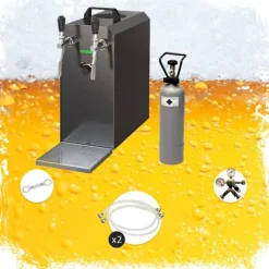 Ølhaner>Komplet sæt - fadølsanlæg - Stream 50 2 linjer tør køler, spil køler 50 liter/h, KEG:NC adapter, KEG 2:KeyKeg