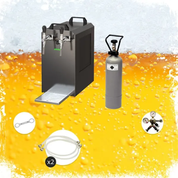 Ølhaner>Komplet sæt - fadølsanlæg - STREAM 80 ølkasse, flowkøler 2-linet tørkøler, KEG:5 liters adapter, KEG 2:uden