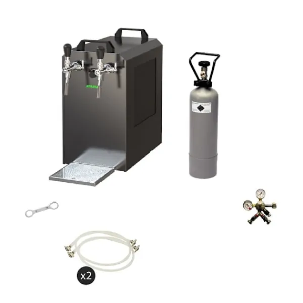 Ølhaner>Komplet sæt - fadølsanlæg - STREAM 80 ølkasse, flowkøler 2-linet tørkøler, KEG:5 liters adapter, KEG 2:uden