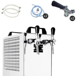 Komplet sæt fadølsanlæg kontakt 40 / K 2 linjer, 50 liter/h rustfrit stål, med membranpumpe, øl tryk, KEG 2:Type M, KEG:NC adapter Clearance