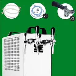 Komplet sæt fadølsanlæg kontakt 40 / K 2 linjer, 50 liter/h rustfrit stål, med membranpumpe, øl tryk, KEG:5 liters adapter, KEG 2:5 liters adapter Sale
