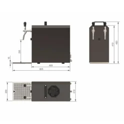Komplet sæt fadølsanlæg stream 50 / К 2 linjer, 50 liter/h rustfrit stål, med membranpumpe, øl tryk, KEG:uden, KEG 2:Type M New