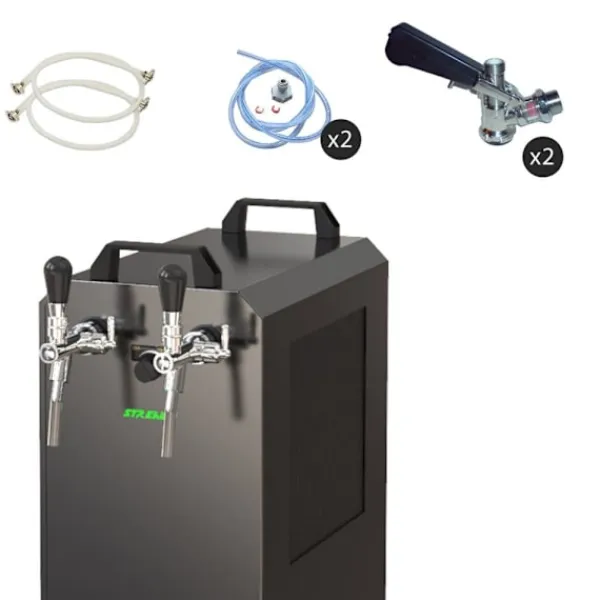 Komplet sæt fadølsanlæg STREAM 80K med luftpumpe, ølkasse, flowkøler 2-linet tørkøler, KEG:5 liters adapter, KEG 2:Type M Sale