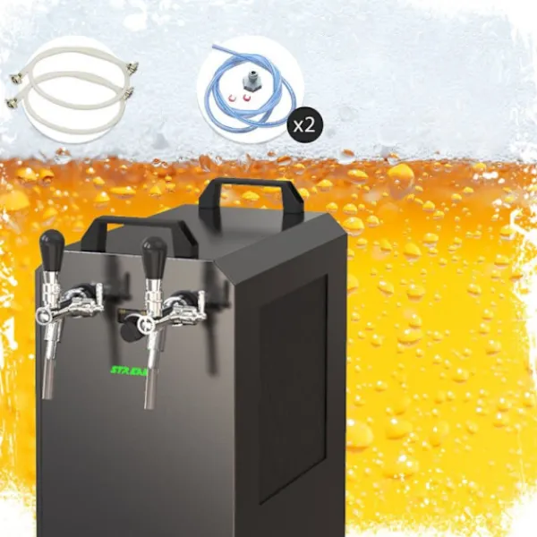 Komplet sæt fadølsanlæg STREAM 80K med luftpumpe, ølkasse, flowkøler 2-linet tørkøler, KEG:5 liters adapter, KEG 2:Type M Sale