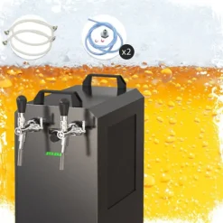 Komplet sæt fadølsanlæg STREAM 80K med luftpumpe, ølkasse, flowkøler 2-linet tørkøler, KEG:Type D, KEG 2:NC adapter Clearance
