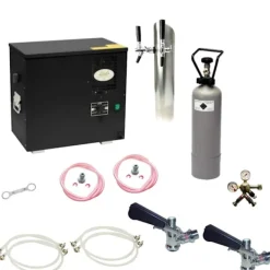 Ølhaner>Komplet sæt til underbord Fadølsanlæg, AS-40, 2 linier våd køligere, grønne linje, KEG:5 liters adapter, KEG 2:Type D