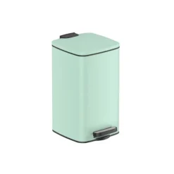 Skraldespande & Papirkurve>Kosmetikbeholder 8 liter med låg, stål, mintgrøn, 23,9 x 19,3 x 33,5 cm (L x B x H) Totalhøjde (med åbent låg): 52,2 cm Indvendige spandmål: 19,3 x