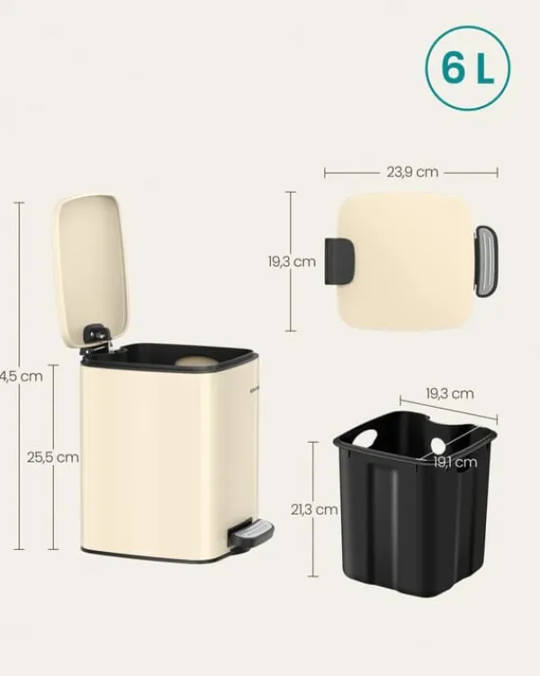 Skraldespande & Papirkurve>Kosmetikspand 6 liter sandbeige