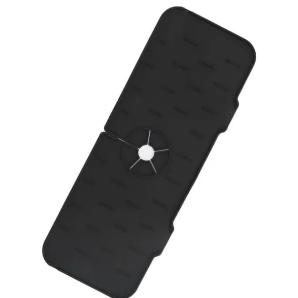 Måtter & Gitter Til Køkkenvaske>Kran Absorberande matta Tvättbar Återanvändbar Silikon Diskbänk Bänkskiva Vattenfångare för kök Badrum RV 61x14cm Svart