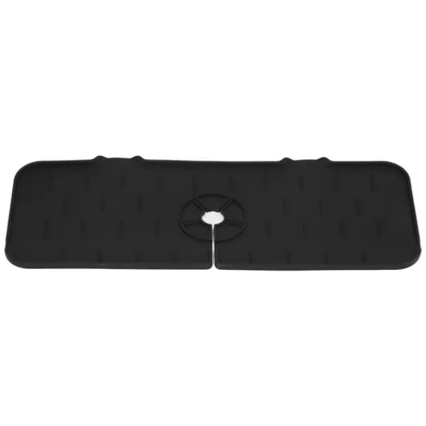 Måtter & Gitter Til Køkkenvaske>Kran Absorberande matta Tvättbar Återanvändbar Silikon Diskbänk Bänkskiva Vattenfångare för kök Badrum RV 61x14cm Svart