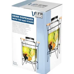 Krukke til drikkevarer med vandhane og stativ, sort, vandhane til drikkevarer, vand, limonade, 4,2L, VILDE 139600 Best