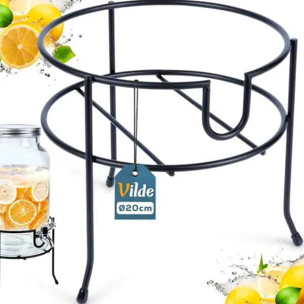 Drikkevareautomater>Krukkeholder med hane, sort metal, 20 cm