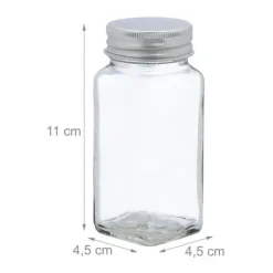 Krydderiglassæt, 11x4.5x4.5 cm, Transparent, Sølv