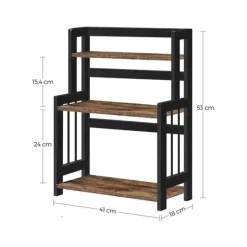 Krydderihylde med 3 niveauer – Pladsbesparende – Brun / Sort Clearance