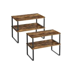 Krydderihyldesæt med 4 stk. med metalramme i blæksort-vintagebrun Clearance