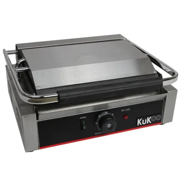 Brødristere, Raclettegrills Og Sandwichtoastere>KuKoo Rillet / Flad Panini Press Ribbet Kontakt Grill Brødrister Sandwich Maker Kommerciel Catering maskine