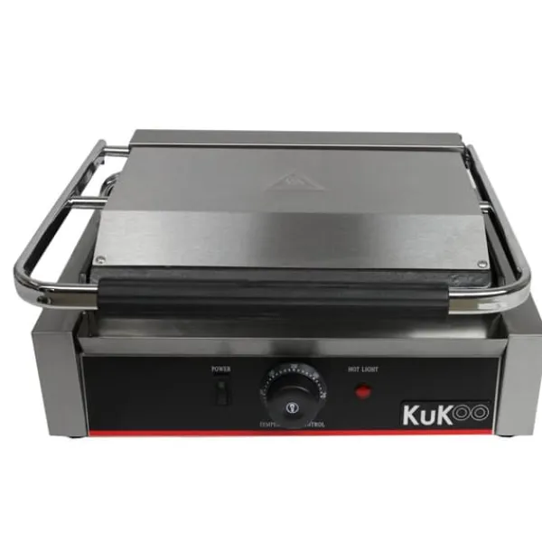 Brødristere, Raclettegrills Og Sandwichtoastere>KuKoo Rillet / Flad Panini Press Ribbet Kontakt Grill Brødrister Sandwich Maker Kommerciel Catering maskine