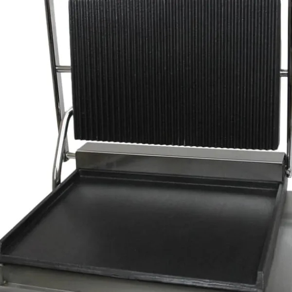 Brødristere, Raclettegrills Og Sandwichtoastere>KuKoo Rillet / Flad Panini Press Ribbet Kontakt Grill Brødrister Sandwich Maker Kommerciel Catering maskine