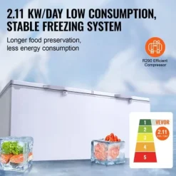 Kummefryser 19,8 cu.ft / 561 L dybfryser med 4 aftagelige kurve, energieffektiv, rummelig opbevaring Outlet