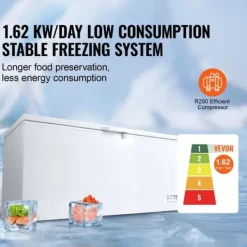 Kummefryser 17,2 ku.ft / 488 L dybfryser med 4 aftagelige kurve, stor kapacitet, energieffektiv Outlet